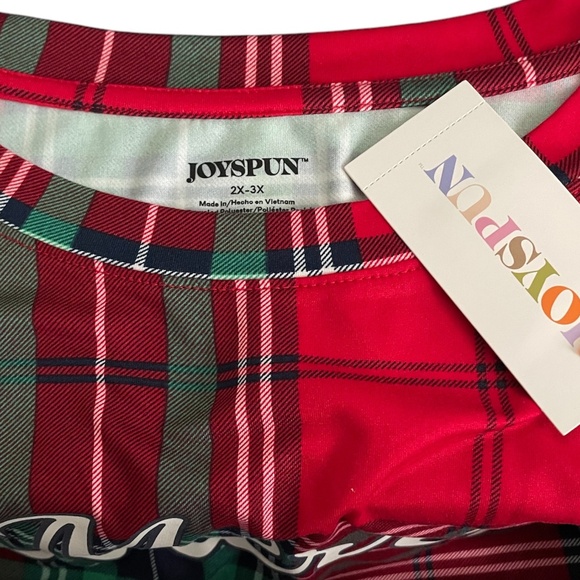 Sleepshirt Pajamas S/M or 2/3X Red Plaid Merry Lounge Top Sleep Gown Pockets New - Picture 4 of 4